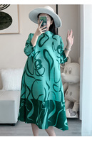 Vente en gros de vêtements plissés pour femmes de style Miyake, fabriqués sur commande, grande taille, imprimé floral, robe longue de haute qualité