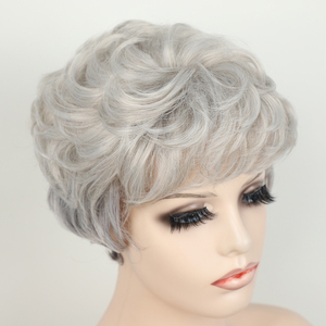 Parrucche Corte Ondulate Pixie Cut Stratificate Grigio Argento all'Ingrosso dalla Fabbrica - <span class=keywords><strong>Capelli</strong></span> Sintetici Naturali Adatti per Donne - Product Image 5
