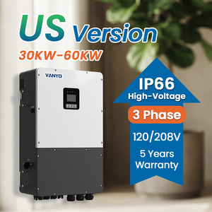 Convertisseur <span class=keywords><strong>solaire</strong></span> hybride triphasé 30 kVA 30 kW 60 kW IP66 4MPPT haute tension avec surveillance à distance WiFi et contrôle par application 50 Hz/60 Hz - Product Image 1