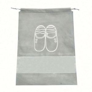 Wholesale Custom Transparent Non-Woven Shoe <b>Storage</b> Bag with <b>Draw</b> Rope Fashion Travel Out Shoe Dust Bag - Product Image 6