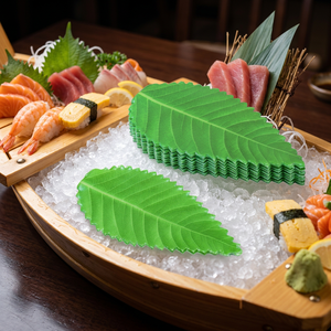 Hoja de Arce Japonesa de Plástico Momiji, Adorno para <span class=keywords><strong>Sushi</strong></span>, Decoración Verde de Cinco Puntas, Plato para Bento y Sashimi, Decoración de Temporada - Product Image 4