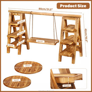 Présentoir à Gâteaux à 3 Niveaux en Bois, Support à Cupcakes, Ensemble de Présentation de Table à Desserts avec Plateau Rond, Plateaux Amovibles et Supports à Desserts Pliables - Product Image 6