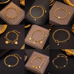 18K Gold Plated Fashion <b>Bracelet</b> - Wholesale Roman Numerals Zircon Heart Pendant <b>Bracelet</b> - Trendy and Versatile Gift <b>Bracelet</b> - Product Image 3