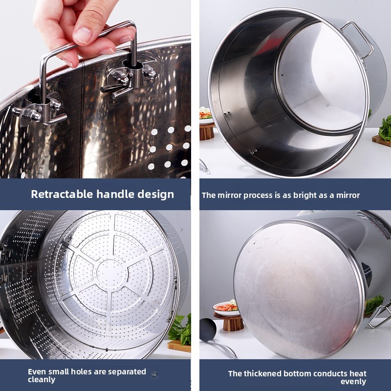 Commercial Hotel Use 201 Stainless Steel Soup Stock Pot Bucket Large Capacity Thickened Canteen Lid Modern Multi-Purpose Drip · image 2