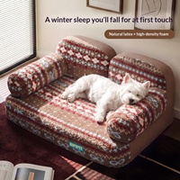 Nouveau modèle transfrontalier de lit pour chien et chat, canapé double pour animaux de compagnie, avec coussin de soutien cervical en éponge, épaissi et chaud, motif Fair Isle, universel