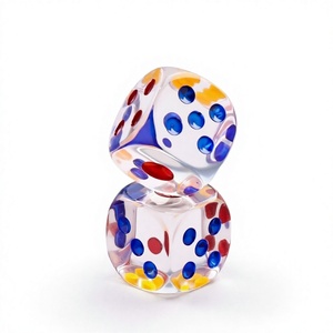 Transparent <b>Acrylic</b> Hexahedron Dice Color Dot Jumbo Die for <b>Board</b> Games Mahjong - Product Image 4