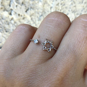 Özel Cz taş zirkon ayarlanabilir <span class=keywords><strong>David</strong></span> yıldız takı yüzük 925 ayar gümüş yıldız <span class=keywords><strong>David</strong></span> yüzük kadınlar için - Product Image 2