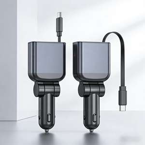 Adaptateur universel pour voiture, chargeur de voiture pliable PD 30W, type C, chargeur de voiture USB C rétractable anti-emmêlement pour iPhone Samsung - Product Image 1