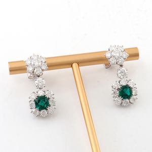 ต่างหูเพชรทรงคุชชั่น 1 กะรัต งานแล็บ ลดราคาพิเศษ สำหรับผู้หญิง ทอง 10k 14k 18k ต่างหูเพชรเต็มเม็ด แบบห้อย - Product Image 2