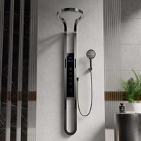 Ensemble de système de douche de pluie gris pistolet de luxe panneau de colonne de douche numérique pour salle de bain murale pour Villa