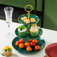 Décoration de table de fête à la maison 2 cravates 3 niveaux porte-cupcake rond luxe en plastique fruits bonbons mini dessert ensemble d'assiettes de service