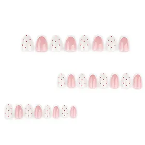 24 <span class=keywords><strong>Uñas</strong></span> <span class=keywords><strong>Postizas</strong></span> Francesas Blancas, Color Rosa Nude Almendrado, <span class=keywords><strong>Uñas</strong></span> a Presión con Diseño <span class=keywords><strong>de</strong></span> Puntos, <span class=keywords><strong>Uñas</strong></span> <span class=keywords><strong>Postizas</strong></span> Brillantes <span class=keywords><strong>para</strong></span> Chicas - Product Image 4