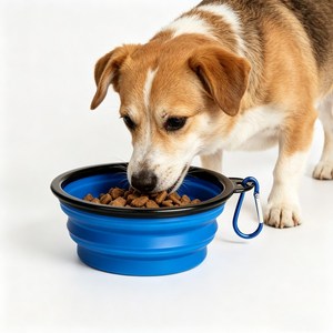 Ciotola Pieghevole per Cani con Moschettone 350/1000ML in TPE per Alimenti, Mangiatoia Portatile da Viaggio per Cani e Gatti - Product Image 1