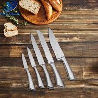 Ensemble de 6 couteaux de cuisine de luxe en acier inoxydable avec bloc de rangement, finition poncée, design artisanal pour un usage quotidien