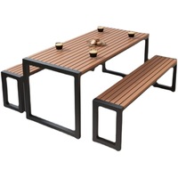 Ensemble table et chaises d'extérieur en bois et fer de style ferme chinoise HWY-01 pour villa, cour, parc, usage extérieur