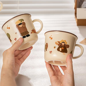 แก้วเซรามิคสำหรับครอบครัว ลายการ์ตูนน่ารัก พร้อมหูจับ เหมาะสำหรับใช้ในบ้าน ของขวัญสำหรับคู่รัก แก้วสำหรับมื้อเช้า - Product Image 3
