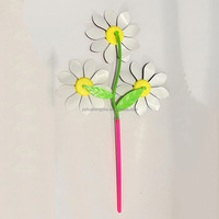 Moulin à vent pour enfants en plastique monocouche coloré - Roue à vent en forme de fleur brillante Décoration de jardin en plein air Toutes saisons
