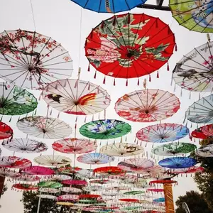 Groothandel Decoratieve Chinese Zijden Paraplu Zonwering Parasol Voor Bruiloft Logo Gedrukt Parasol