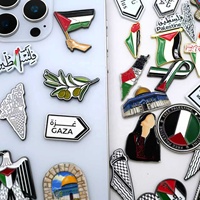 Autocollants métalliques en forme de cœur triangulaire Palestine, badge publicitaire mobile, épingle personnalisée drapeau palestinien, carte de la Palestine