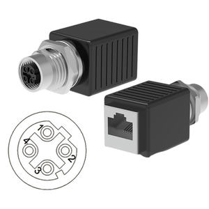 Adaptateur Ethernet industriel CAT5e M12 Code D avec connecteur RJ45 en laiton, étanche IP67, certifié CE ROHS - Product Image 1