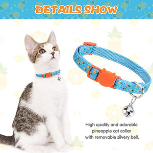 Perro de mascota gato Correa Collar y arnés Set ajustable duradero patrón de piña en forma de H gato arnés de la correa y el Collar conjunto - Product Image 4