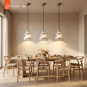 Lámpara colgante escalonada de alabastro español, de latón, para comedor, villa, restaurante. - Product Image 2