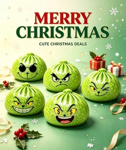 Coffret Cadeau de Jouets Anti-Stress et Fidget en TPR, Boîte Mystère Surprise Grinch de Noël 2026, Jouet Squishy en Forme de Dumpling, Vente en Gros - Product Image 6