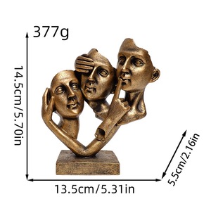 Vente en gros usine : Sculpture de visage en résine 'Le silence est d'or', Figurine humaine moderne et simple, <span class=keywords><strong>Art</strong></span> décoratif d'intérieur, Personnalisable en gros - Product Image 6