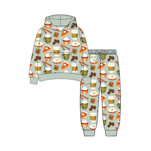 Custom Pumpkin Pie Food Little Boys Fall Hoodie Outfits <b>Romper</b> Wholesale Brothers High Quality Clothing Boutique Factory Clothes - Product Image 3