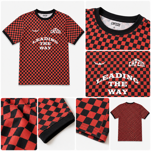 Seragam Sepak Bola Kasual Motif Kotak-Kotak Custom, Sublimasi, Bernapas, Cepat Kering, Lengan Pendek, 100% Poliester, Kaos Unisex Musim Panas - Product Image 4
