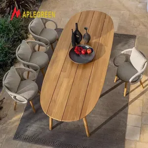 Açık eğlence rattan masa ve sandalyeler avlu bahçe Villa balkon açık hava açık otel tik resaturant bahçe yemek seti