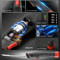 Couteau à fileter électrique sans fil rechargeable en acier inoxydable, moteur 27500 tr/min, ensemble portable de 9 pouces avec couteau de pêche de 7 pouces