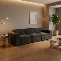 Canapé sectionnel moderne trois places confortable et inclinable avec mousse à mémoire de forme, forme carrée, rembourrage en tissu et éponge pour salon