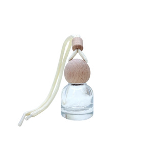 <b>10ml</b> Round Clear Glass Refillable Car Air Freshener Screw Cap Perfume <b>Bottle</b> with Pendant Fragrance Hanging Design - Product Image 1