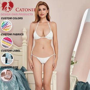 Conjunto de Bikini de Dos Piezas para Mujer, Personalizado, Clásico, con Tirantes Delgados, Transpirable, Talla Grande, de Spandex/Nailon Sólido - Product Image 1