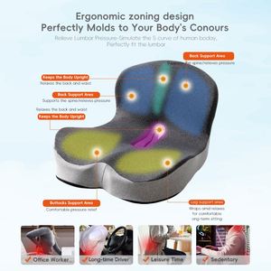 YUE RISE Vente en gros de divers coussins de siège de voiture en mousse à mémoire de forme 2-en-1 de couleur unie, support lombaire ergonomique, coussin de dossier pour conducteur - Product Image 2