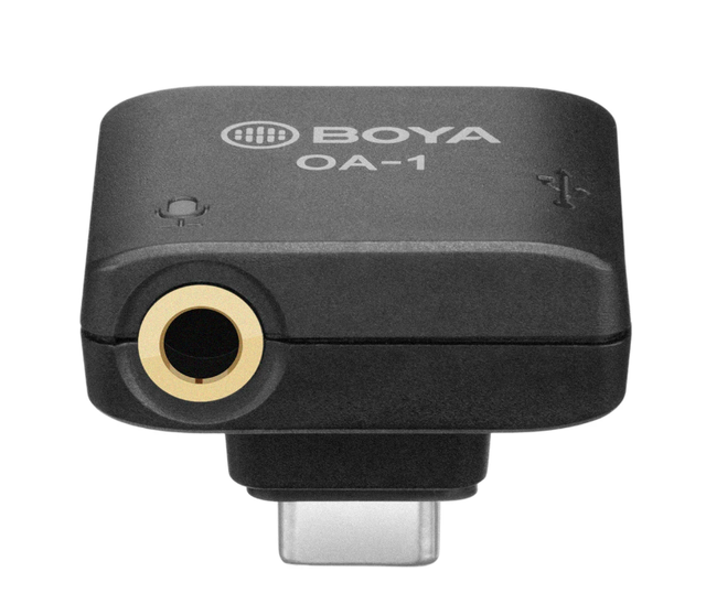 BOYA OA-1 Mini Microfon Audio Adapter With 3.5mm TRS Microphone Port Type-C Charging Port Replacement for DJI OSMO Action Camera