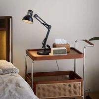 Table d'appoint mobile en bois massif avec roulettes en acier inoxydable, chariot de rangement rotatif vintage, table basse de salon, mobilier de maison