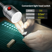 Projecteur LED magnétique à col de cygne 3W AC 24V pour tour CNC, en métal, IP53, lumière du jour 6000K, pour atelier