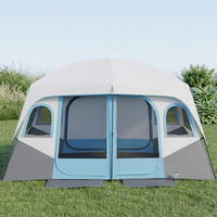 Tente familiale 2 chambres 1 salon, grande tente de camping portable imperméable et coupe-vent pour 3-4 personnes, double couche, quatre saisons
