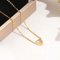 Nouveauté 2026 : Pendentifs et Breloques en Zircon Brillant, Collier Chic en Acier Inoxydable avec Pendentif Cœur, Mini Bijoux Doux pour Femmes TGXL14785