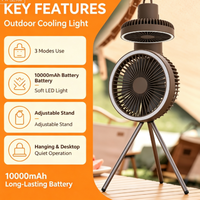 Ventilateur électrique multifonctionnel sur trépied haute puissance, nouvelle fonction d'éclairage portable et de charge pour la maison, le camping en extérieur