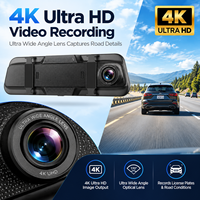10 inç dokunmatik ekran araba ayna kamera 4k wifi gps dash kamera doble camara ayna araba dvr'ı çift lens ön ve arka 4k dashcam