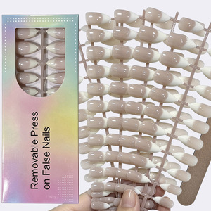 150 faux ongles en boîte, multi-styles, dégradé blanc, French, amande, nude, polyvalents, à presser - Product Image 5