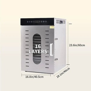 16-Layer Commercial <strong>Food</strong> <strong>Dehydrator</strong> for Fruits Vegetables Meat &amp; Herbs Multifunctional &amp; Stainless Steel Electric Power Source - Product Image 3
