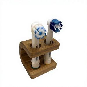 Wooden <b>Toothbrush</b> <b>Holder</b> Stand Round Minimalist Eco-Friendly Bathroom Organizer Countertop Rack - Product Image 2