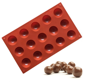 แม่พิมพ์อบขนมแบบ15หลุม/ช่องทรงกลม,แม่พิมพ์ซิลิโคนสำหรับทำเค้กช็อคโกแลตพุดดิ้งคุ้กกี้ - Product Image 2