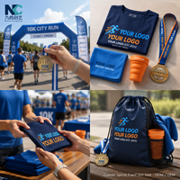 Ensemble cadeau personnalisé pour course : T-shirt à séchage rapide, serviette, gobelet pliable, médaille pour marathon, cyclisme, événements d'entreprise