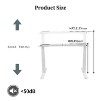 Bureau de travail ergonomique réglable en hauteur à 4 étages 2BF4A avec une hauteur de levage plus large, table électrique réglable en hauteur à vitesse de 50 mm/s