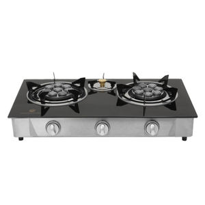 Cuisinière à gaz à 3 brûleurs en verre trempé de haute qualité, adaptée à un usage domestique et commercial, idéale pour la cuisson des soupes et la préparation du café - Product Image 1